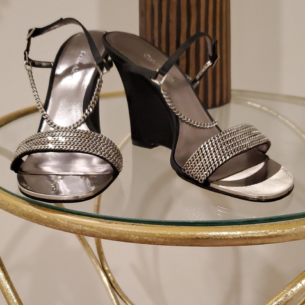 Calvin Klein Collection Silver and Black Heels